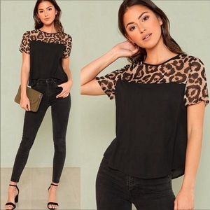 2 left! Chic Leopard & Black Top
